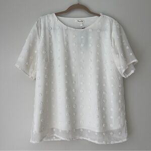 White‎ Short Sleeve Blouse Sz L NWT